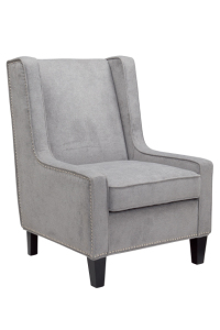 Gray Fabric Accent Chair with Wood Frame