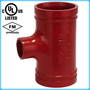 UL Listed FM Approval Ductile Threaded Iron Reducer Tee 168.3*48.3