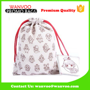 2016 New Product Christmas Packaging Canvas Velvet Drawstring Cosmetic Bags for Gift& Makeup